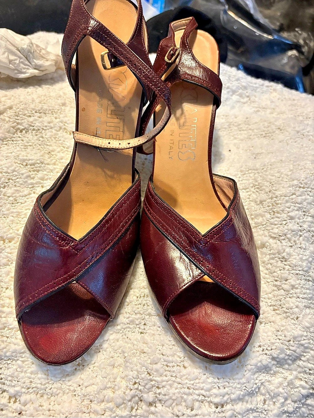 Vintage Socialite Burgundy Strappy Heels